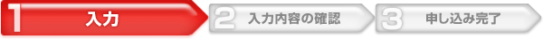 1.入力　2.入力内容の確認　3.申し込み完了